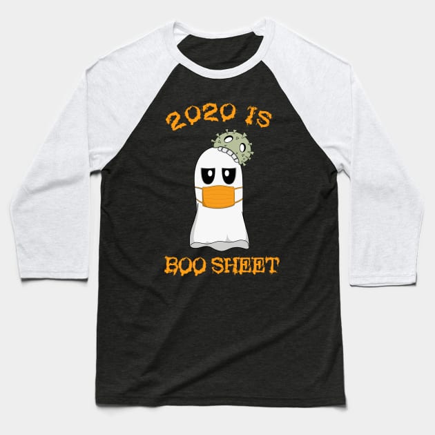 Halloween 2020 Funny Boo Sheet Ghost in Mask Baseball T-Shirt by MasliankaStepan